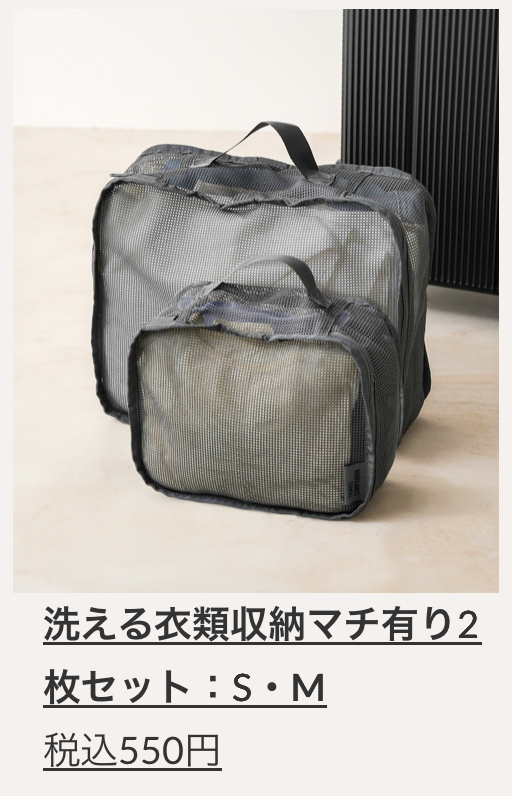 洗える衣類収納マチ有り2枚セット:Ｓ？Ｍ　￥550(税込)