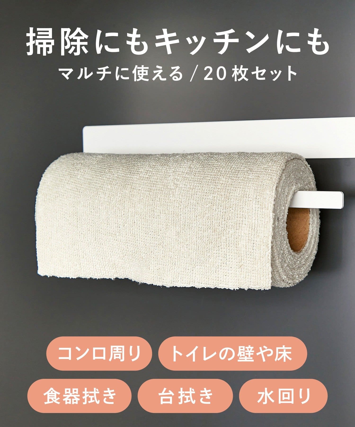 マイクロファイバーロールふきん20枚 ¥330(税込)