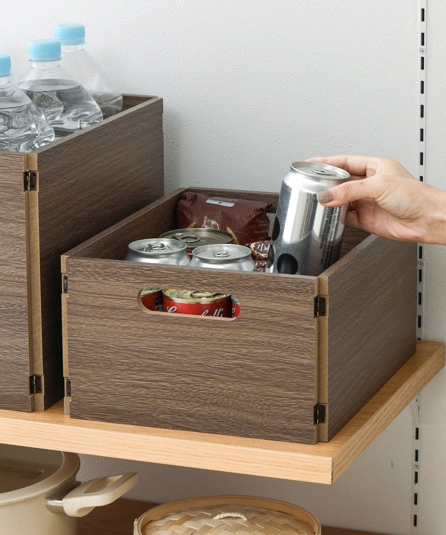 折りたたみ木目調収納ボックス