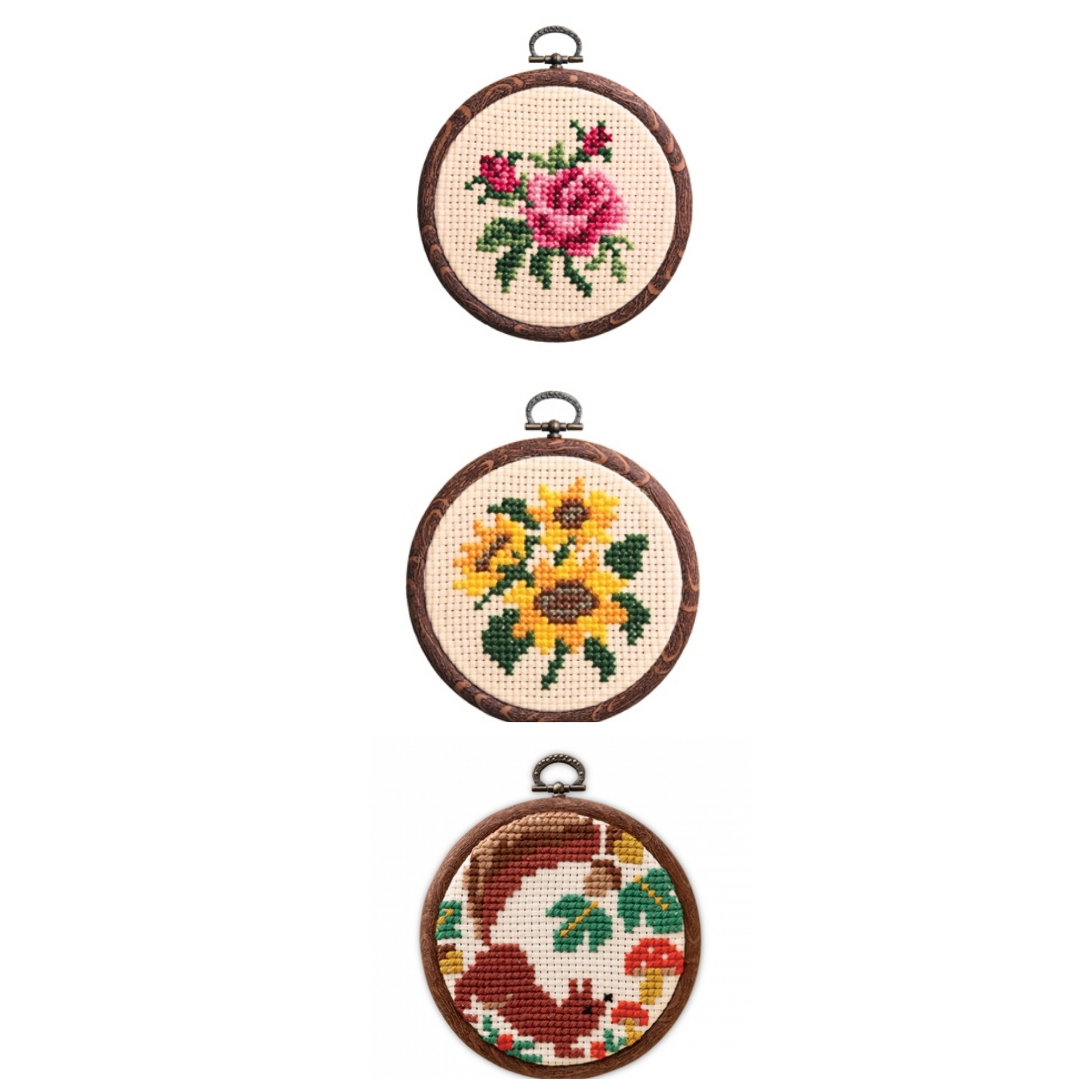 上: バラ 中:ひまわり 下:冬じたくするリス