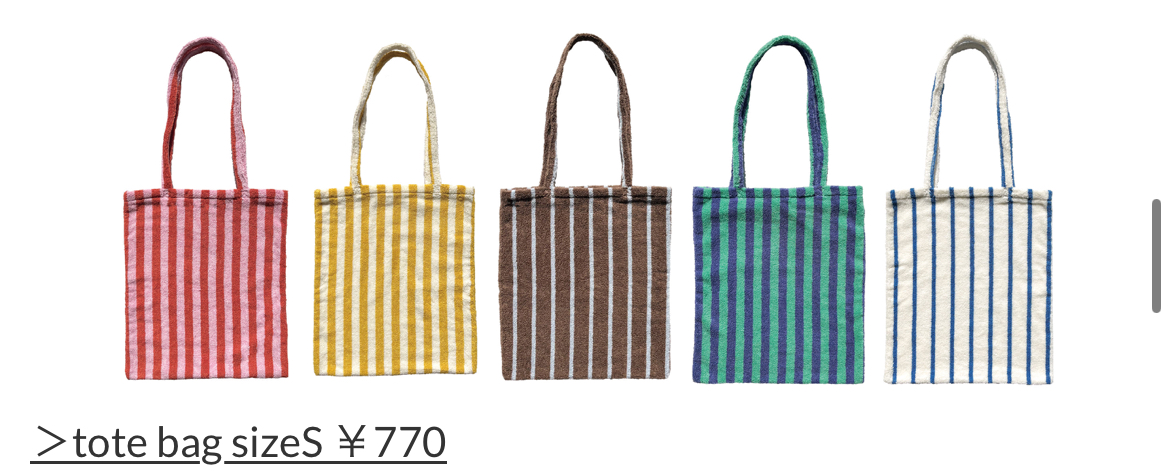 トートバッグＳ　各色￥770(税込)