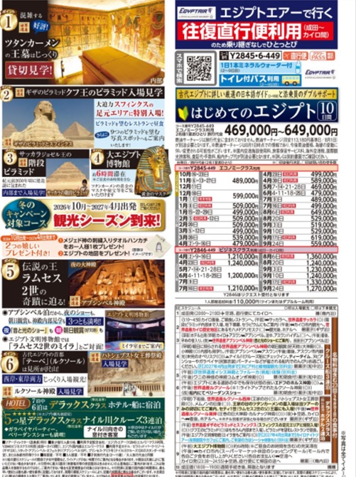 【はじめてのエジプト10日間】エジプトエアー直行便、トイレ付バス利用、23階の食事付!
