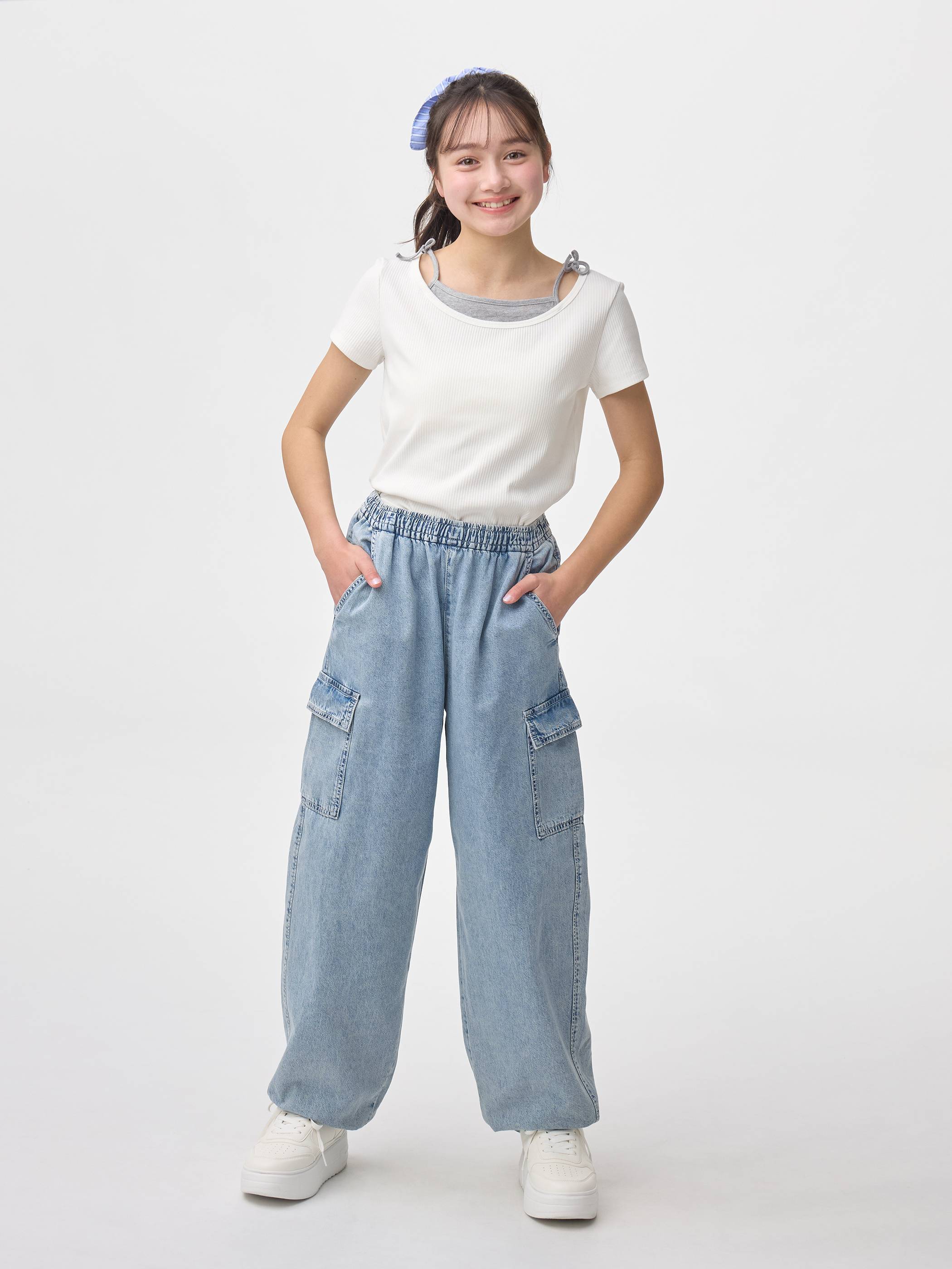 Gライトデニムカーゴバレルレッグパンツ